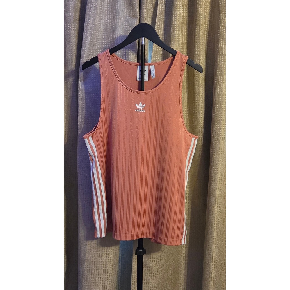 Adidas 3 Striped Athletic Tank Top Men's Size Small Pink White